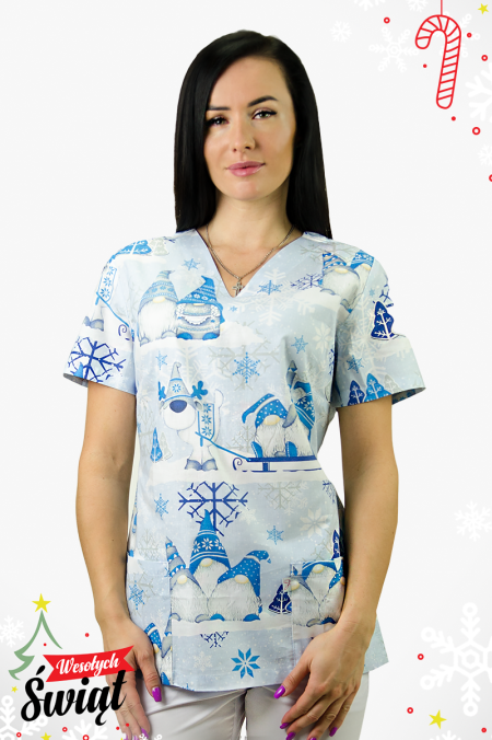 Damska bluza medyczna Naomi w świątecznym stylu