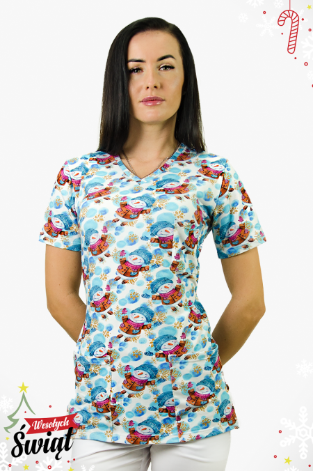 Damska bluza medyczna Gabi w świątecznym stylu