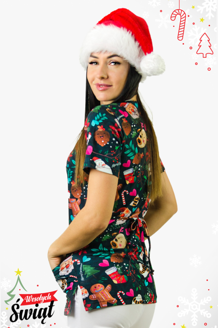 Damska bluza medyczna Gabi w świątecznym stylu