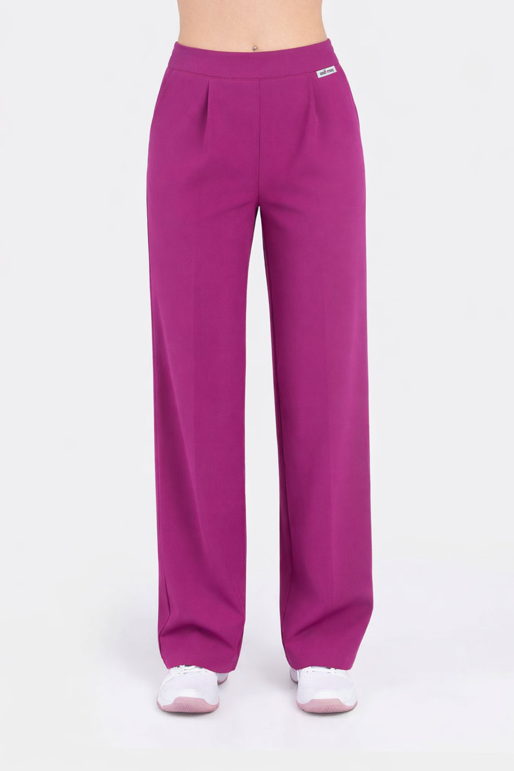 Spodnie damskie Hawaje z szerokimi nogawkami - kolor rouge