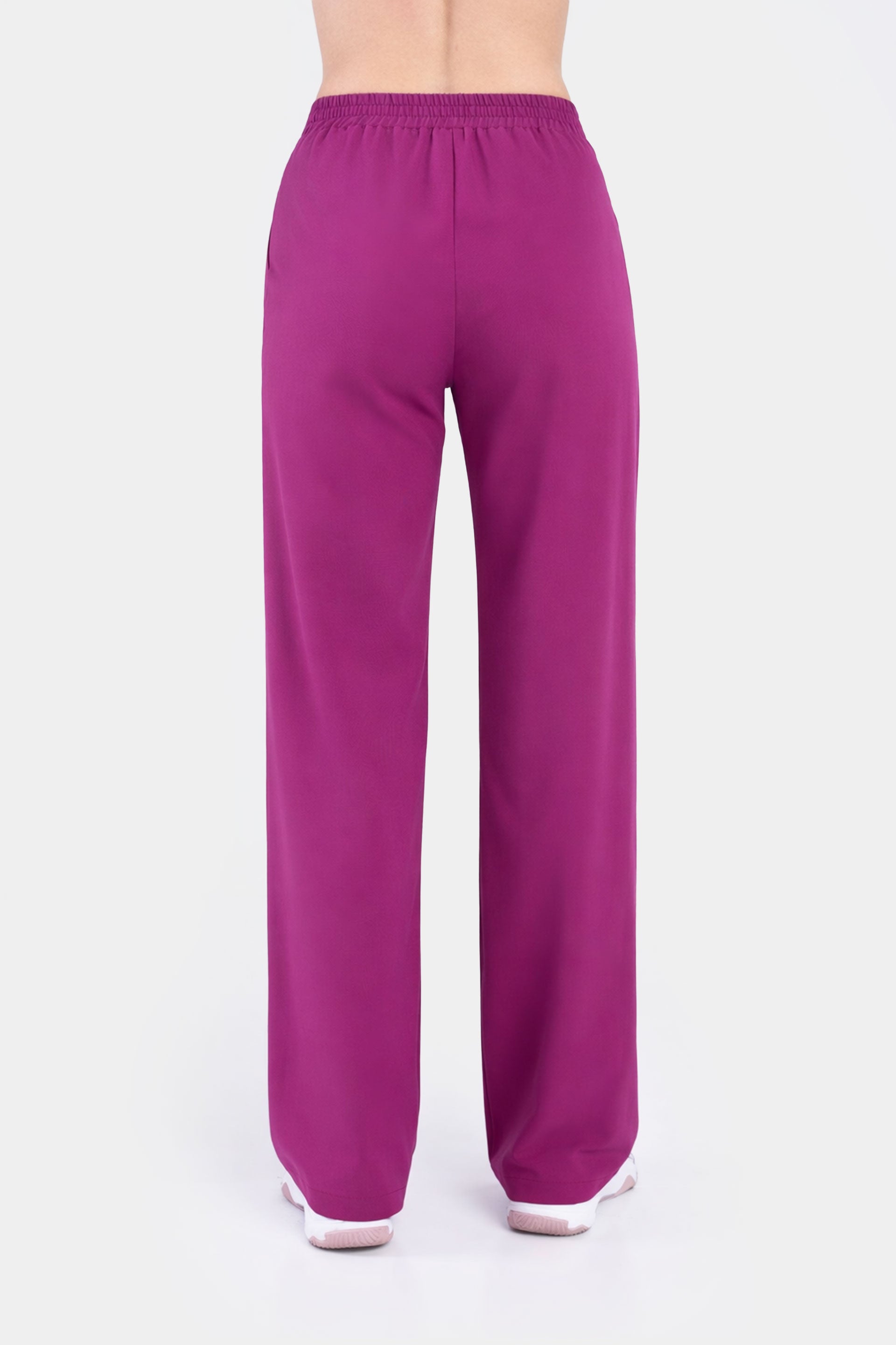 Spodnie damskie Hawaje z szerokimi nogawkami - kolor rouge