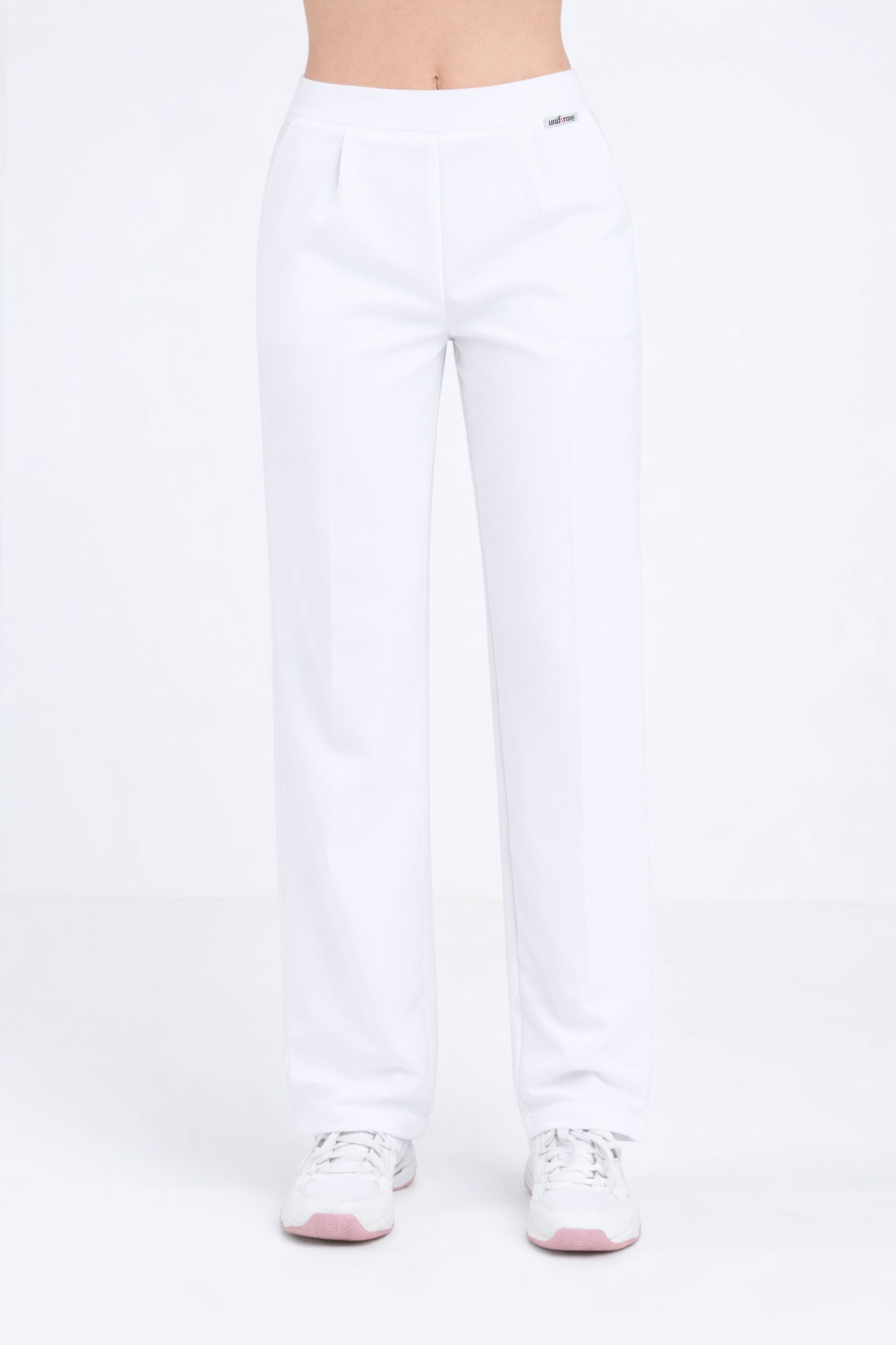 Spodnie damskie Hawaje z szerokimi nogawkami - kolor white