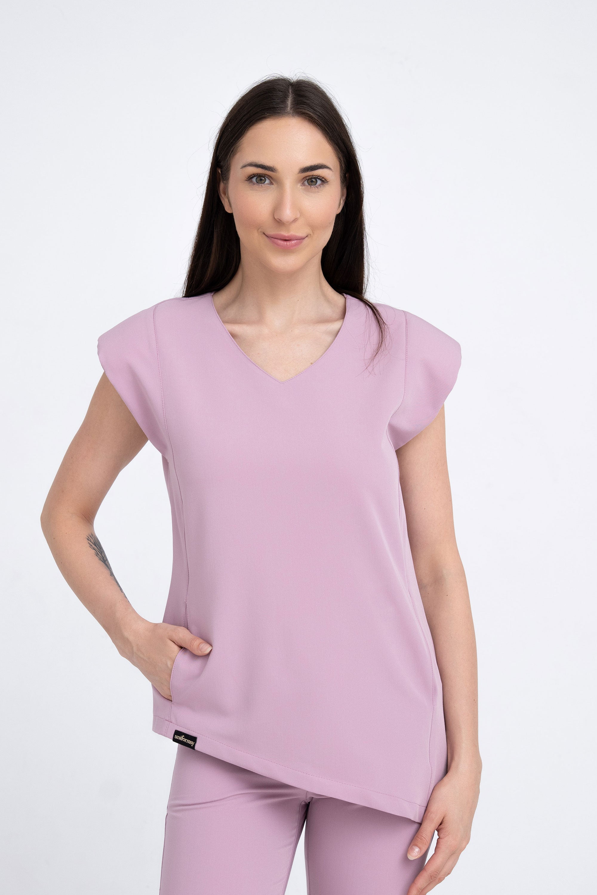 Kosmetyczna bluzka damska Raya - kolor pudra rose