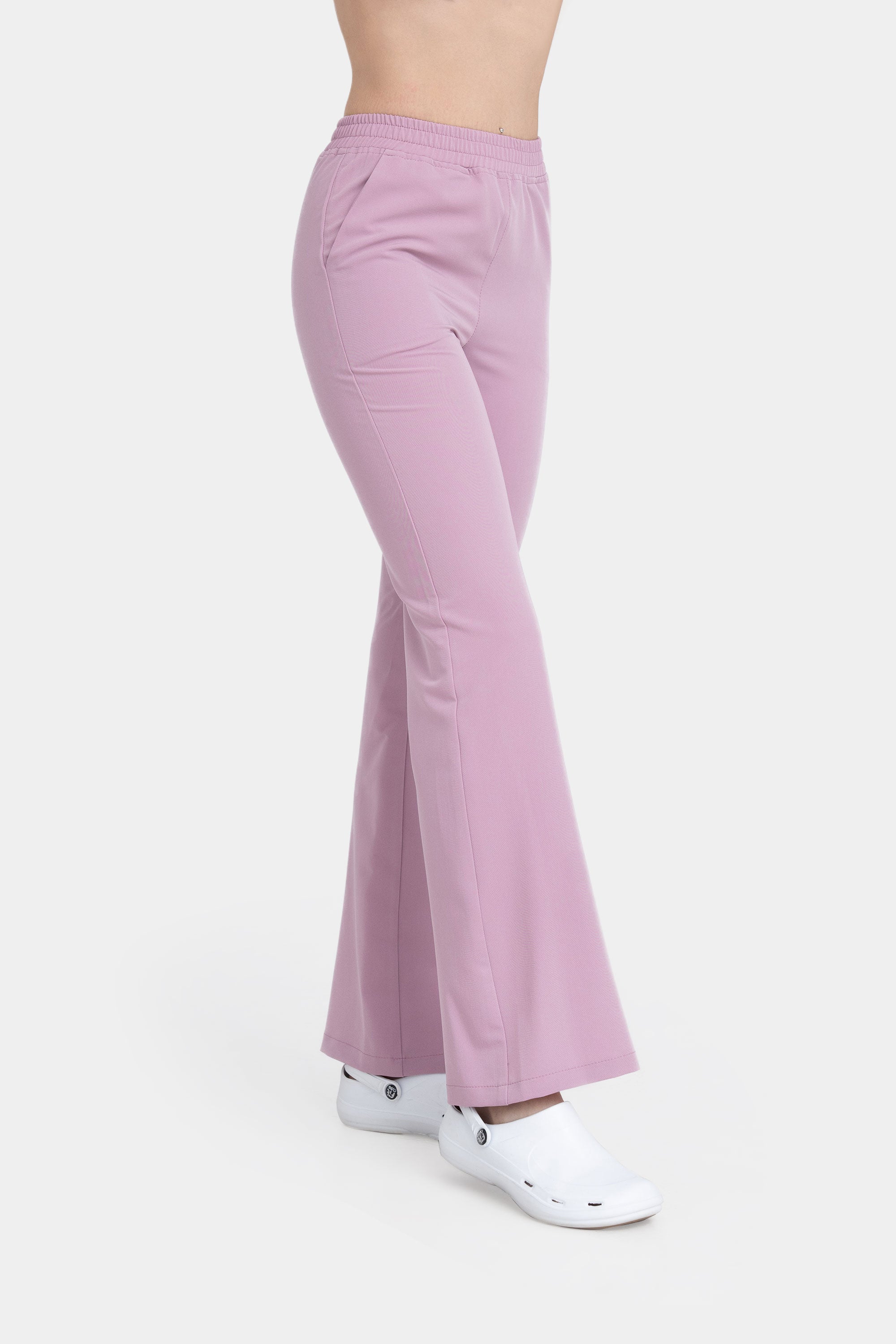 Medyczne spodnie damskie dzwony Soft #pudra rose