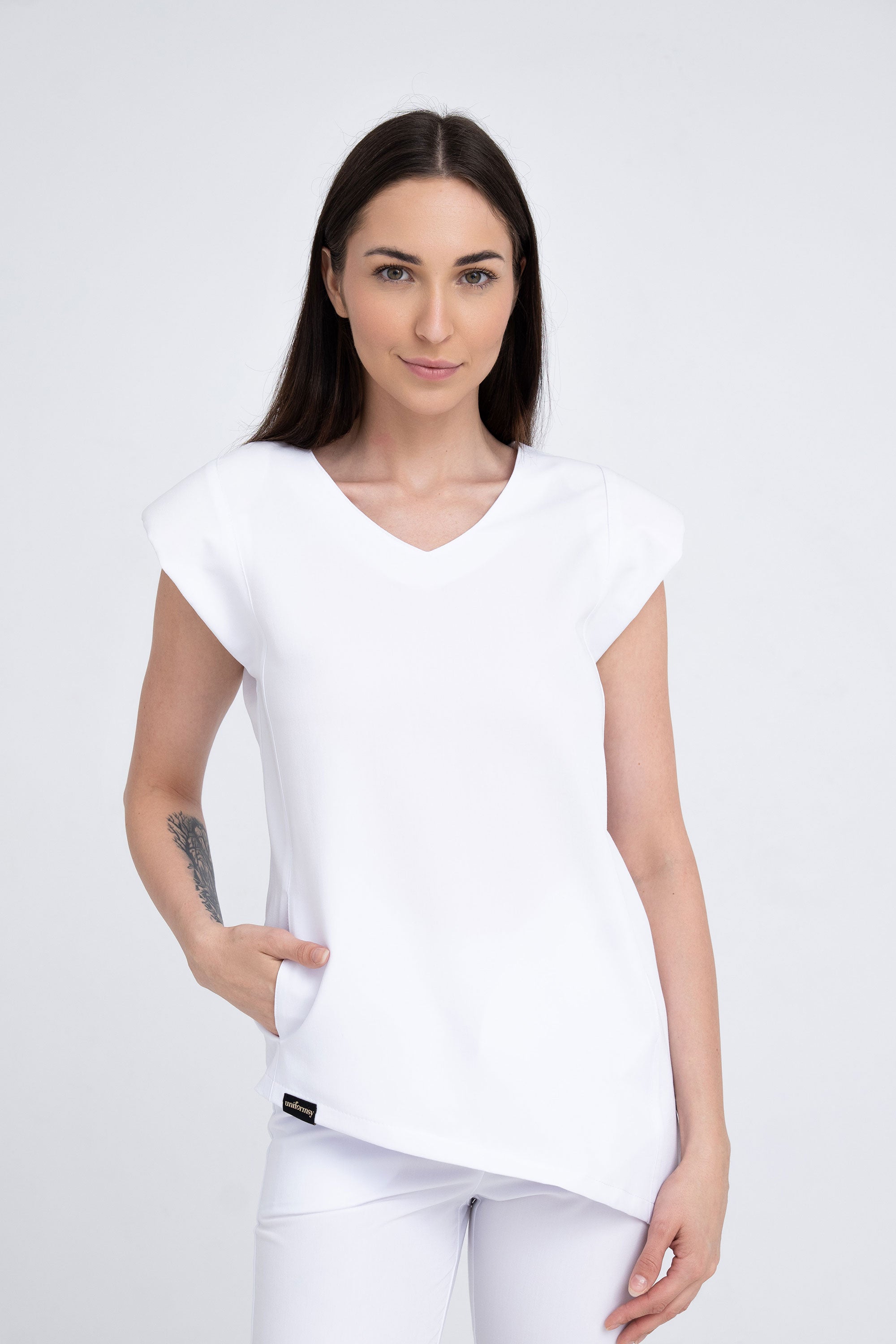 Kosmetyczna bluzka damska Raya - kolor white