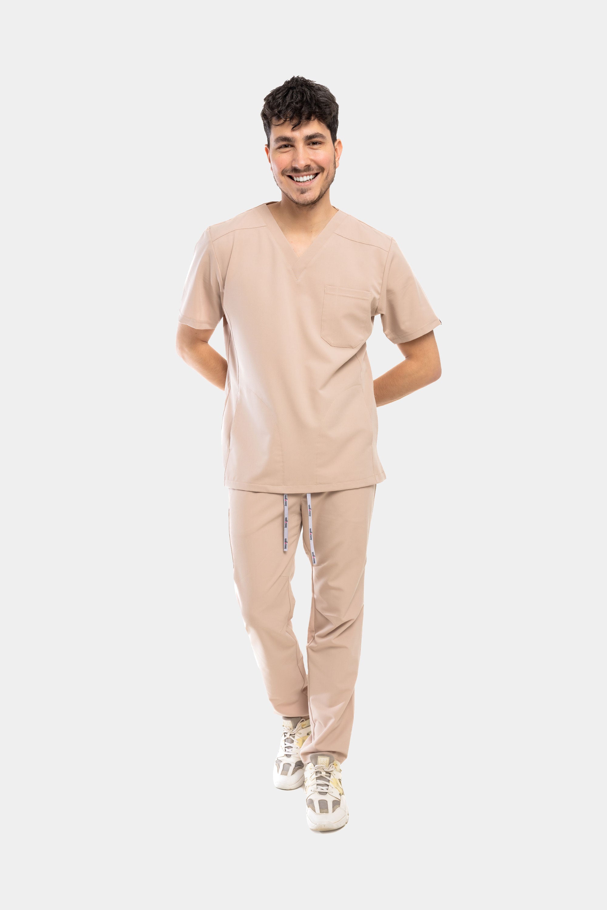 Męska bluza medyczna Harry i spodnie proste - kolor beige