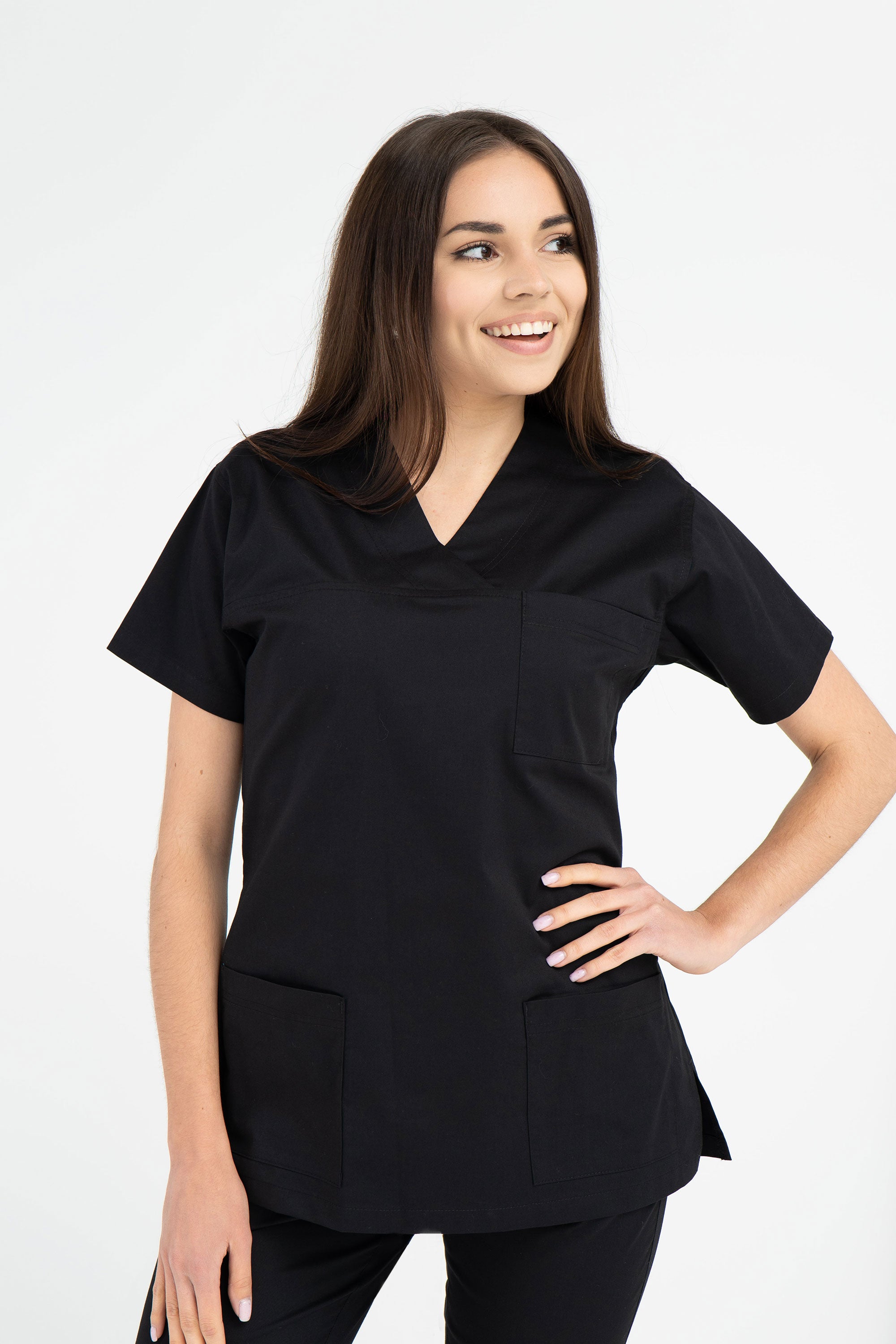 Damska bluza medyczna Nina - kolor czarny