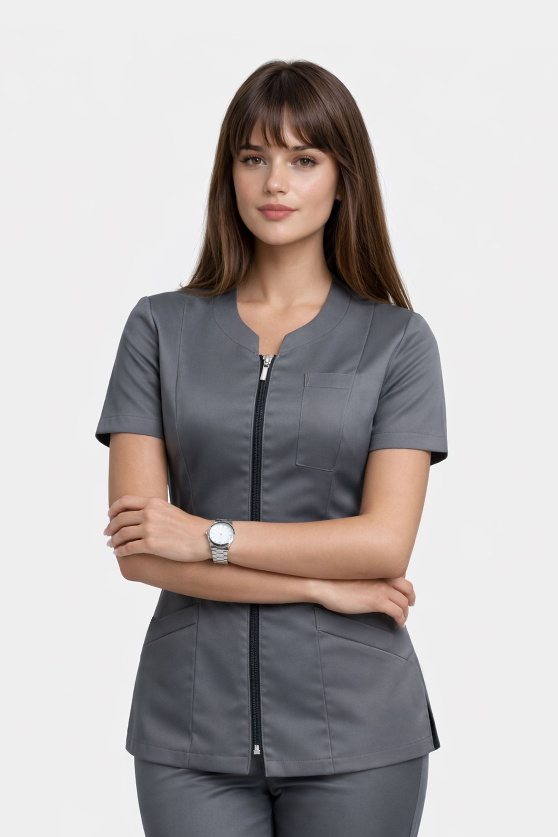 Damski żakiet medyczny Dagmara - kolor ciemno popielaty