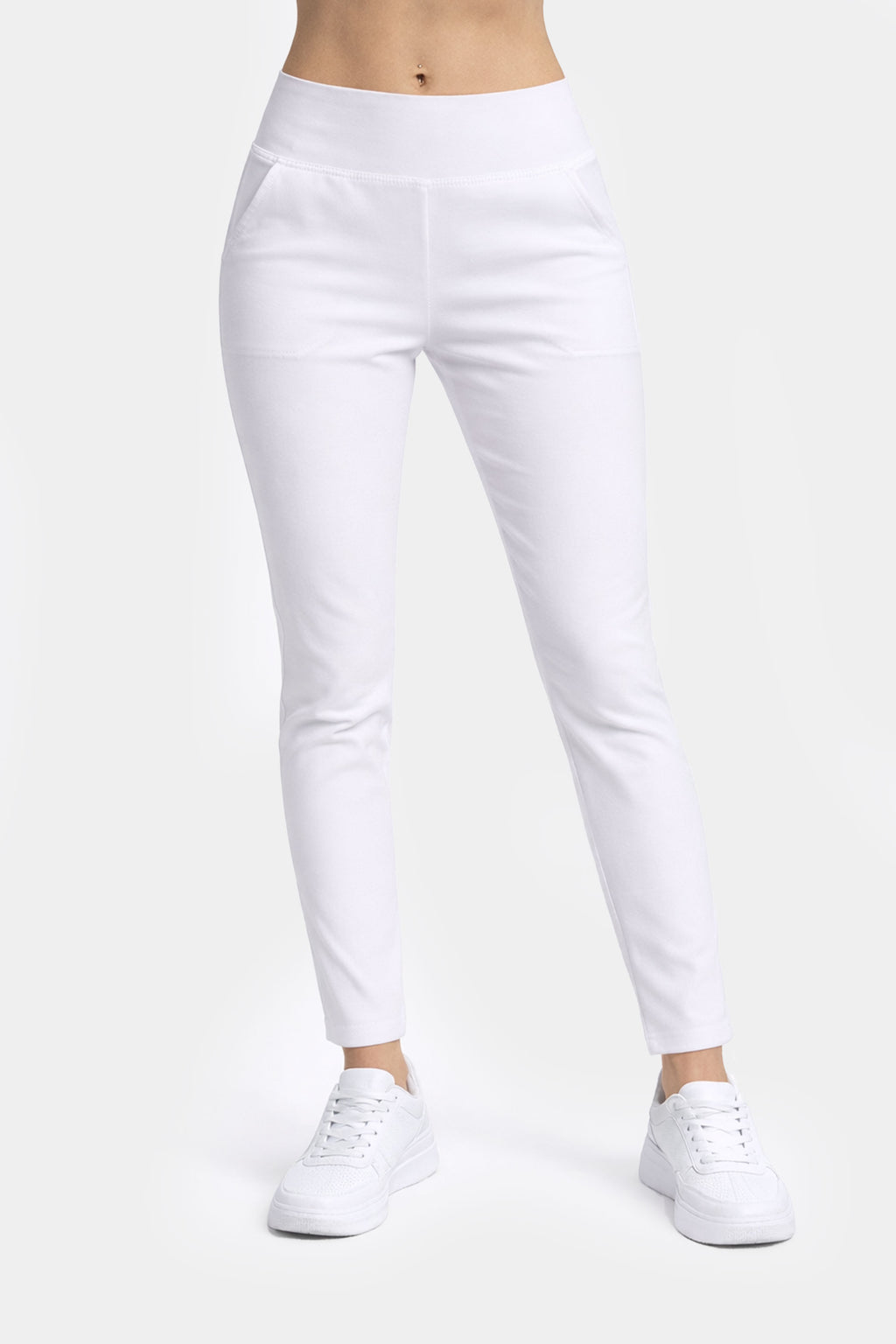 Medyczne spodnie damskie Fitness - kolor silk white