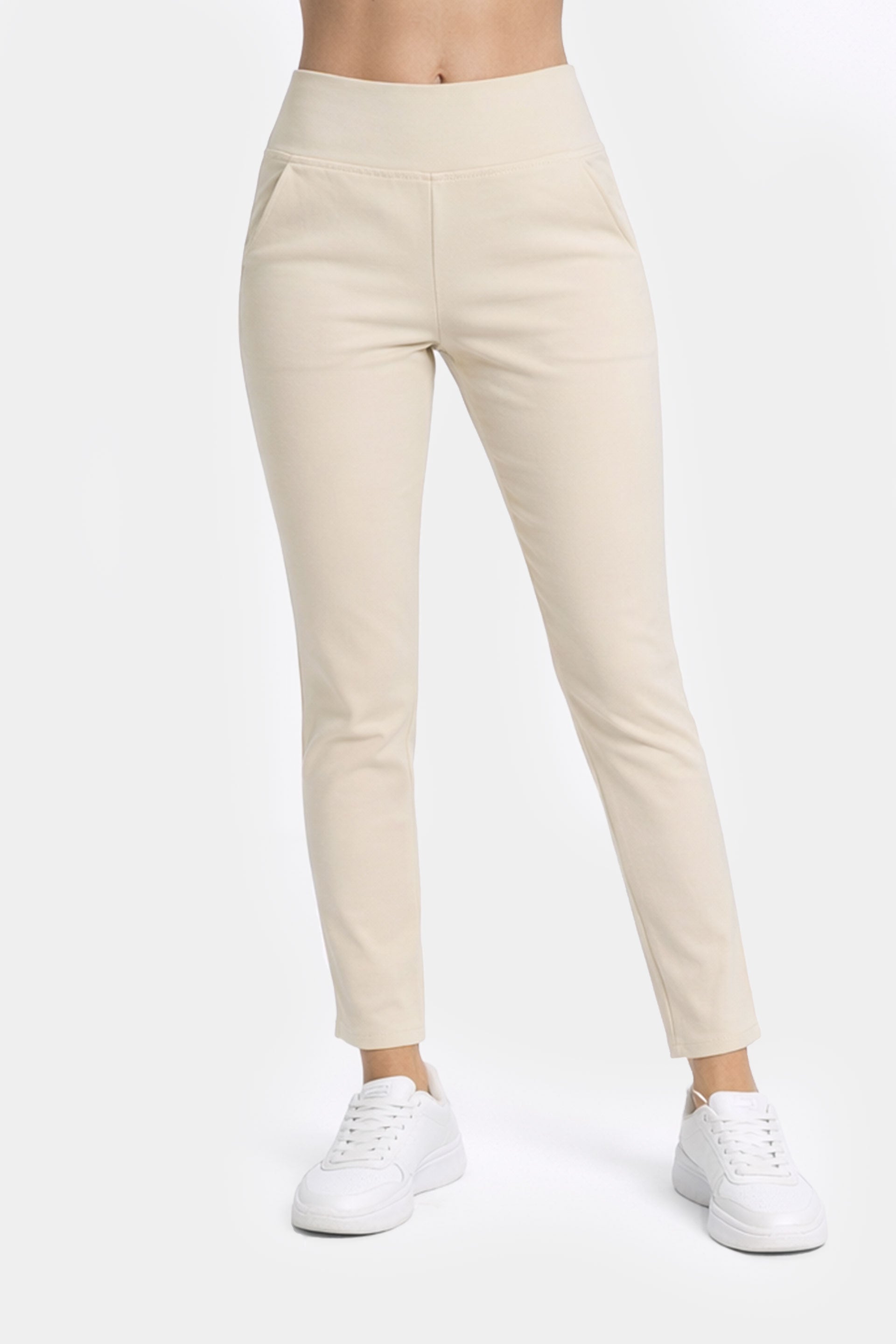 Medyczne spodnie damskie Fitness - kolor vanilla beige