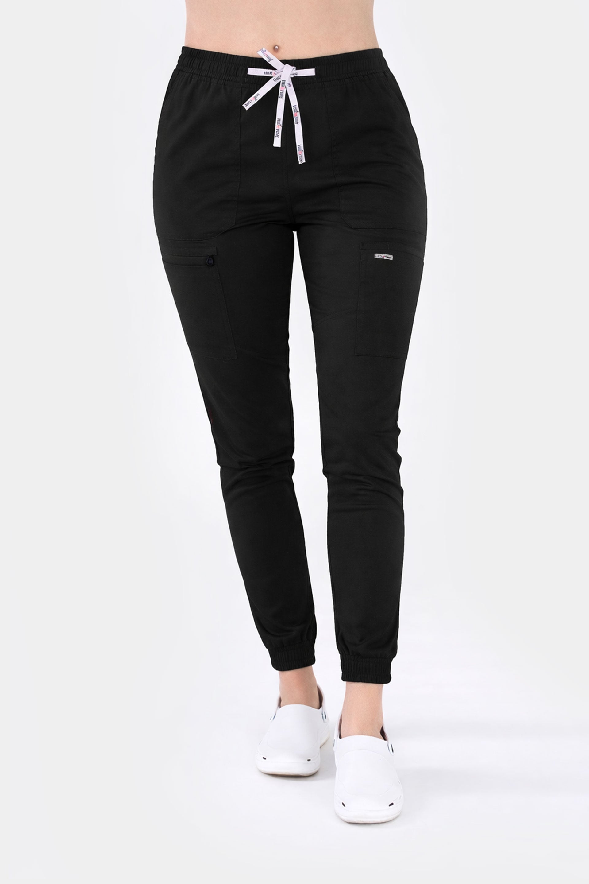 Medyczne spodnie damskie joggery - kolor czarny