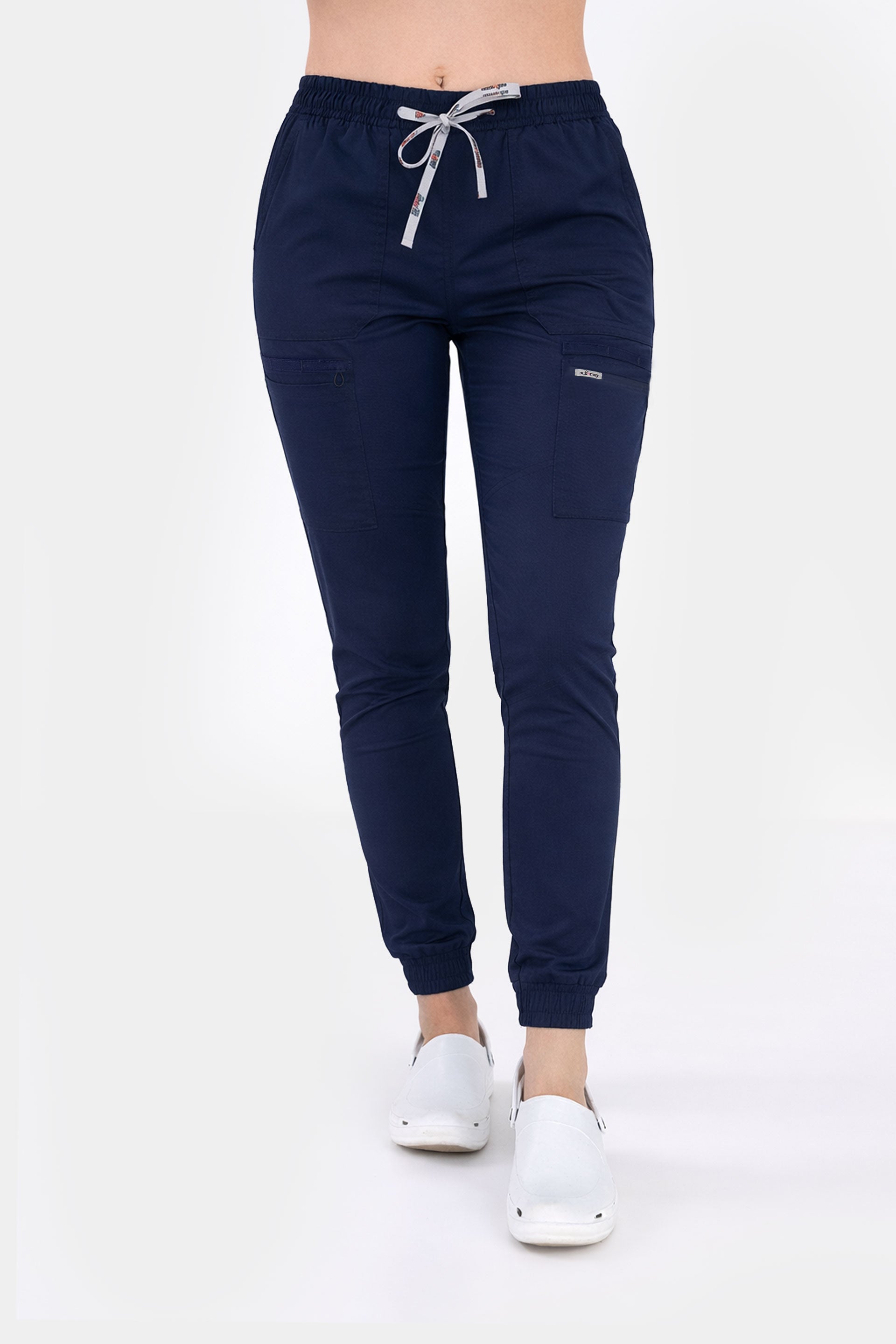 Medyczne spodnie damskie joggery - kolor granatowy
