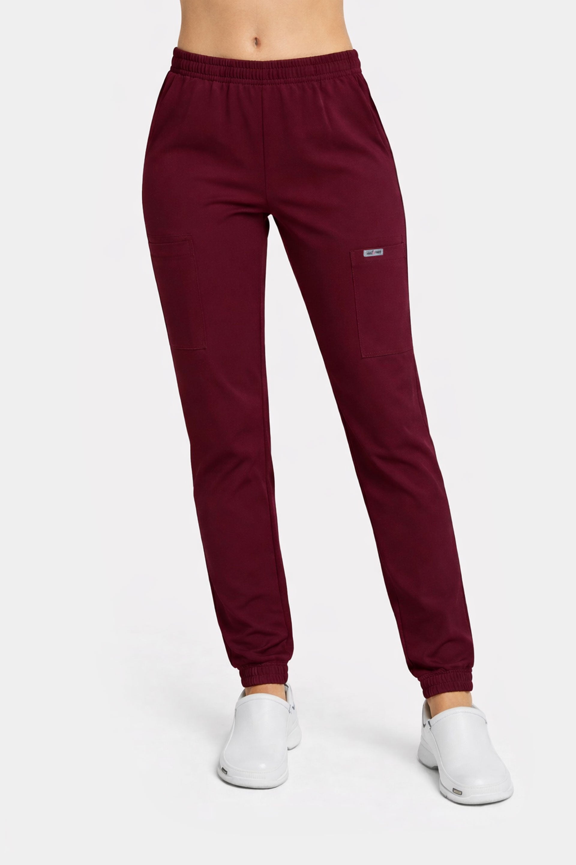 Damskie spodnie medyczne joggery Soft - bordo