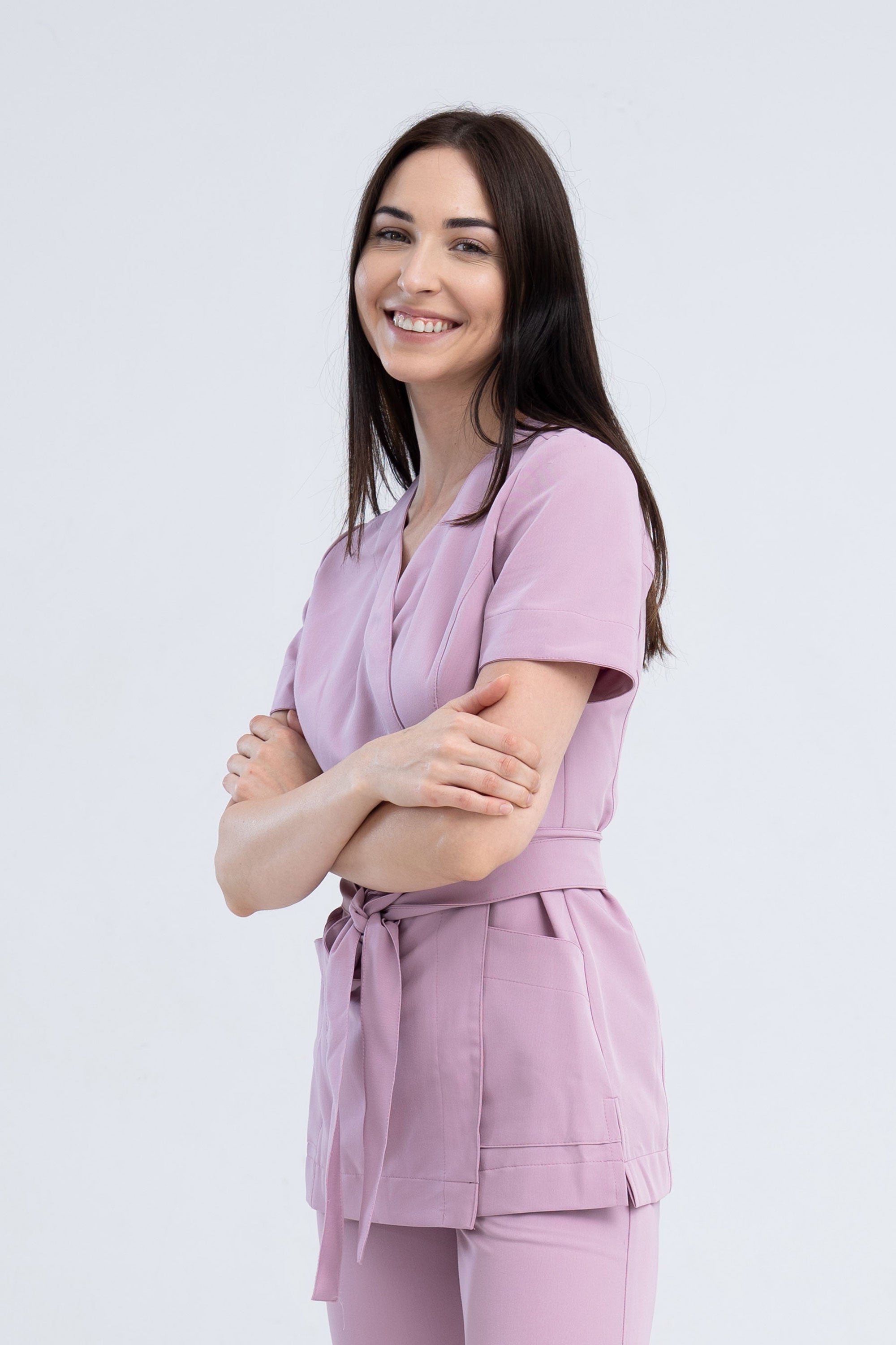 Kosmetyczna tunika damska Lili Soft - kolor pudra rose