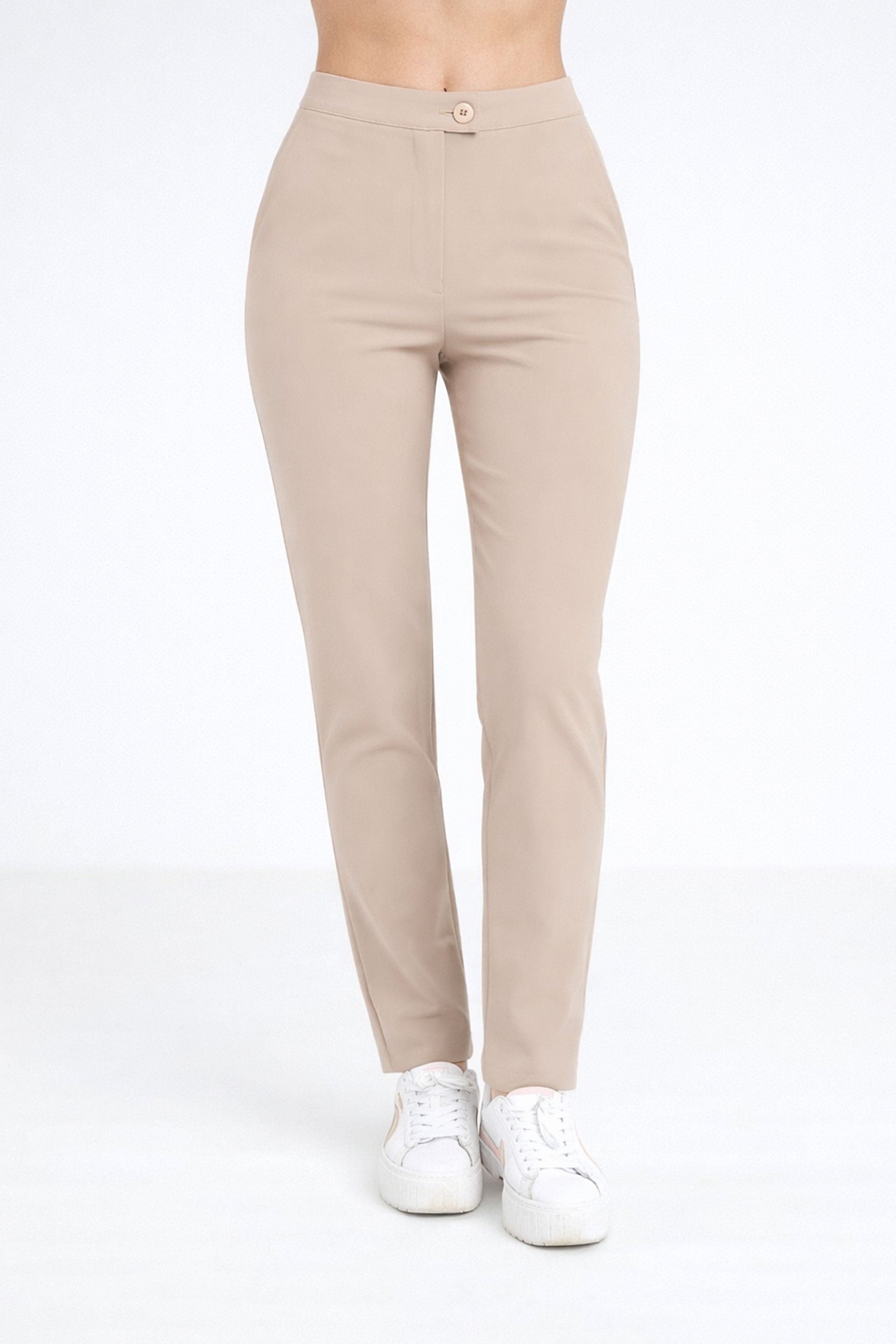 Damskie spodnie Mira Soft - kolor beige