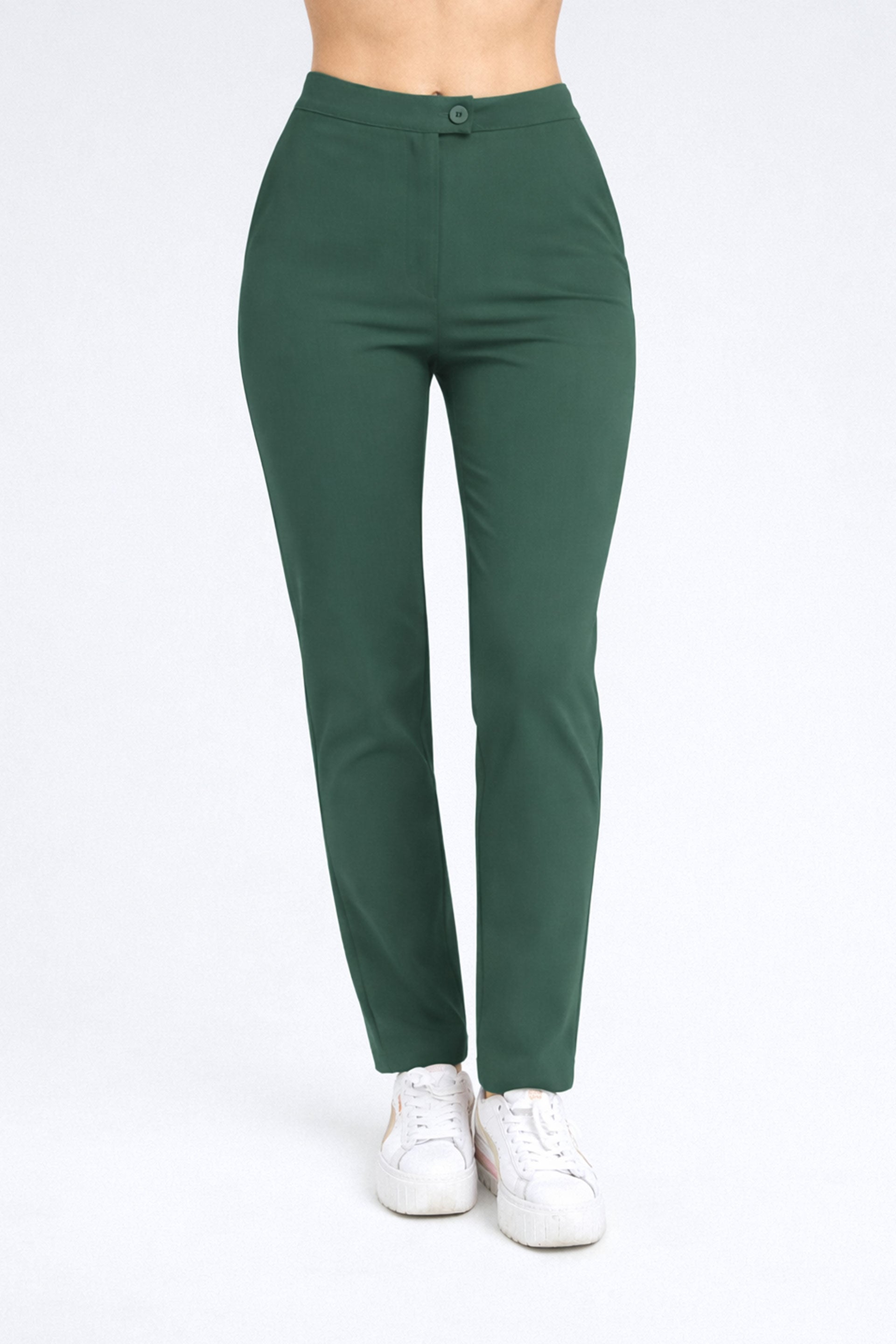 Damskie spodnie Mira Soft - kolor dark green