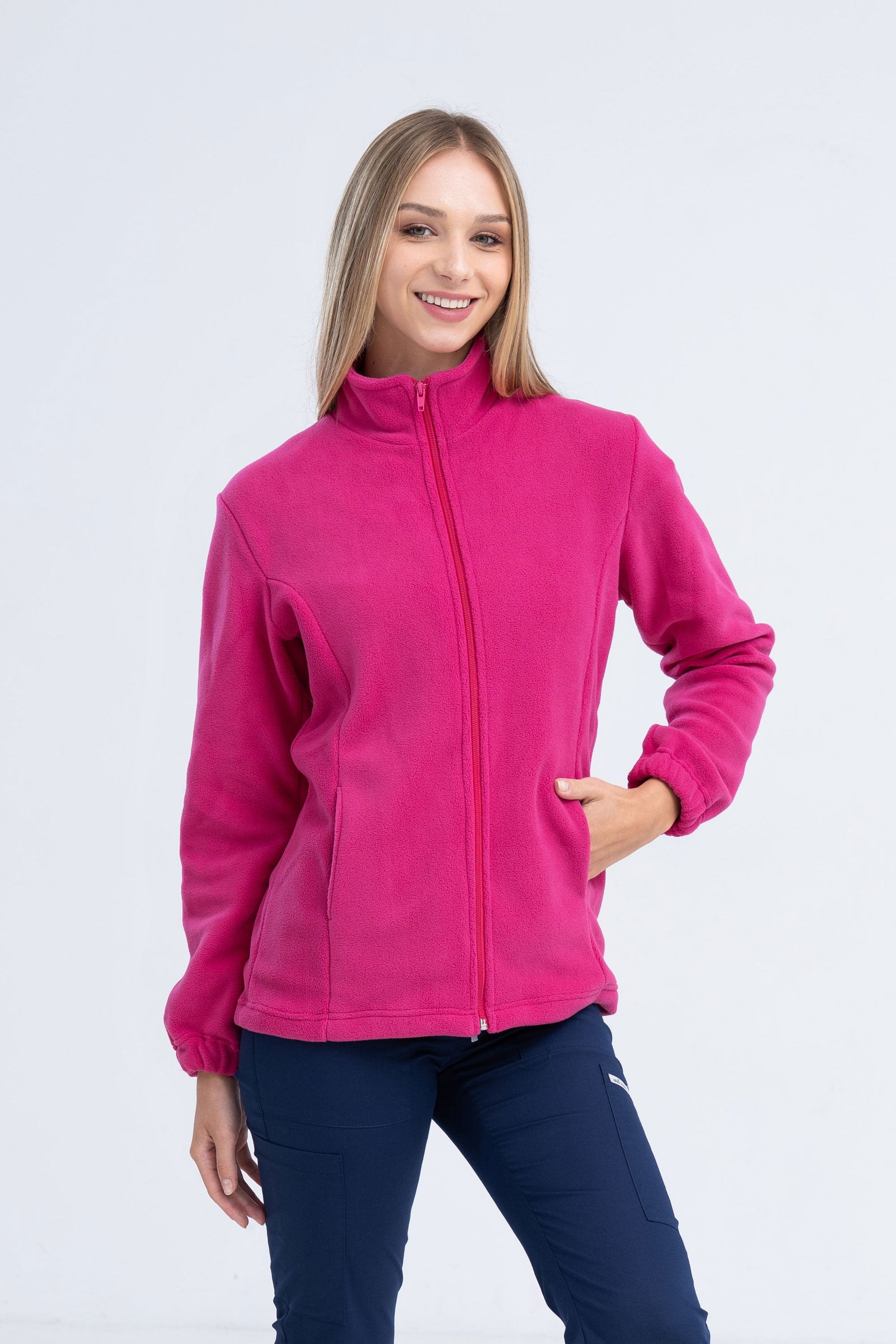 Polarowa bluza medyczna damska Adela - kolor amarant