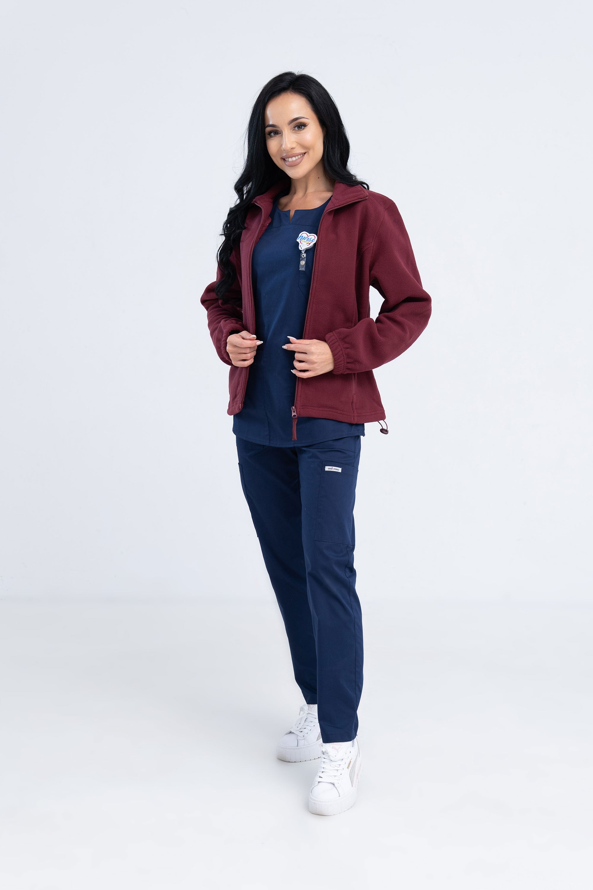 Polarowa bluza medyczna damska - kolor bordowy