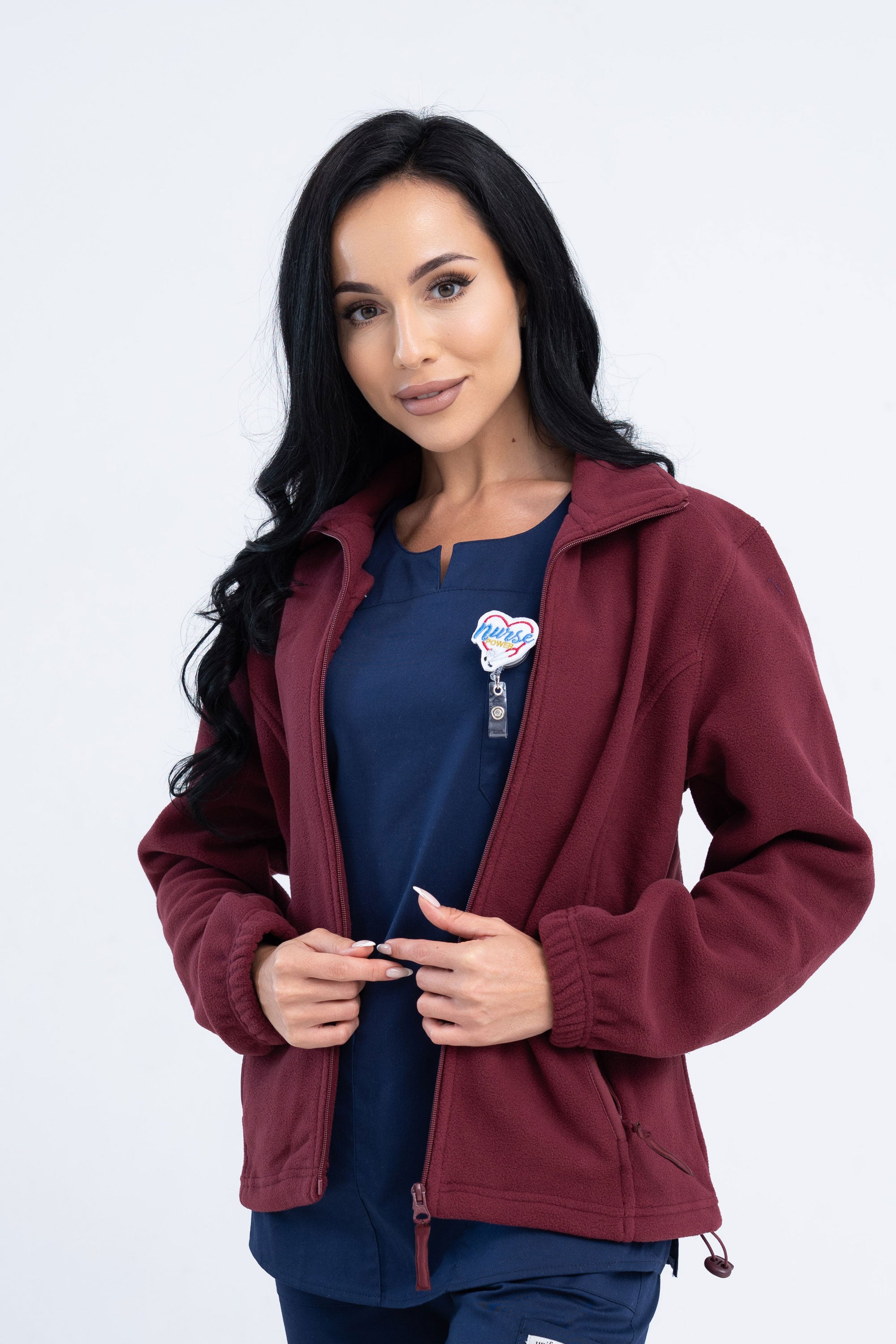 Polarowa bluza medyczna damska - kolor bordowy
