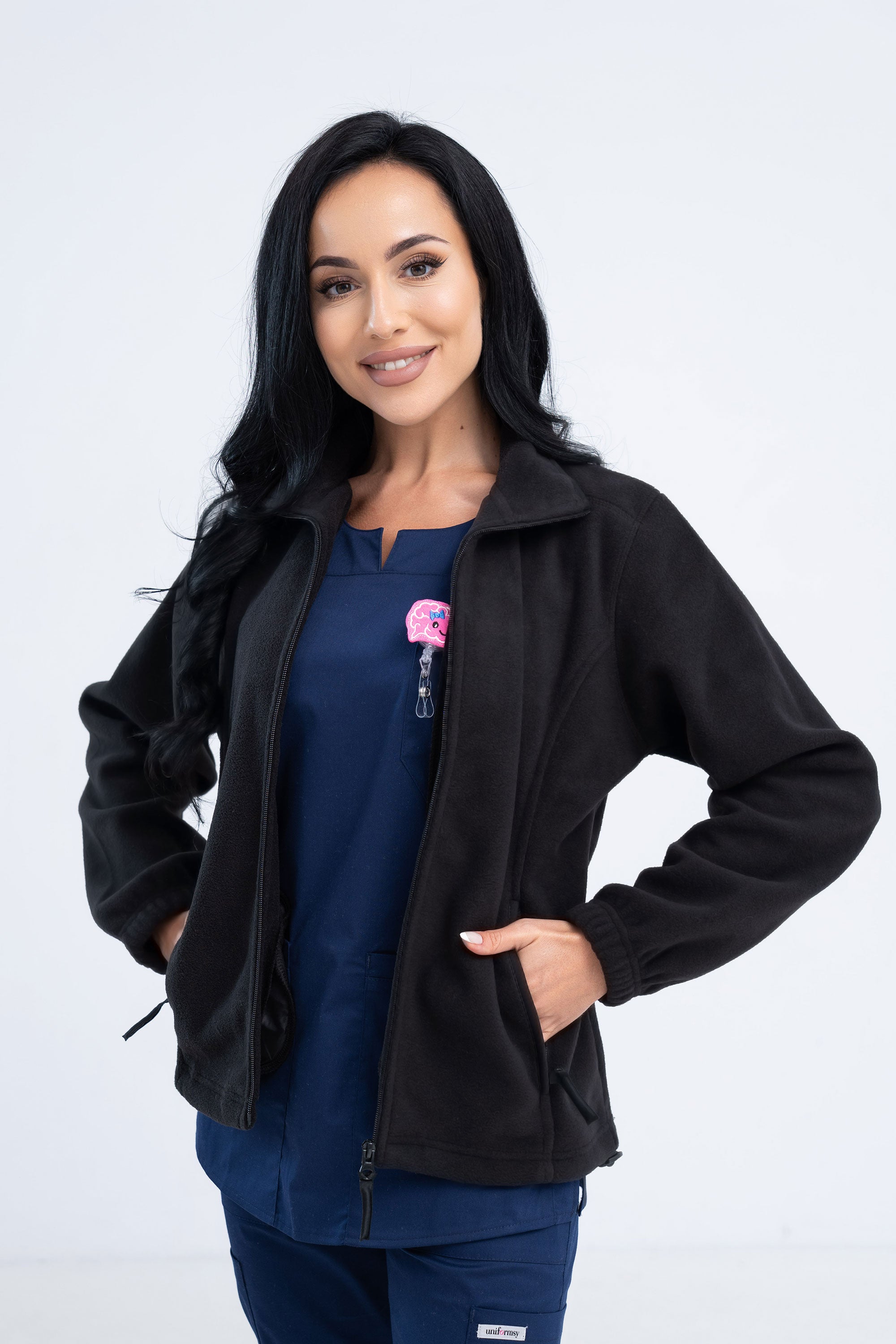 Polarowa bluza medyczna damska - kolor czarny