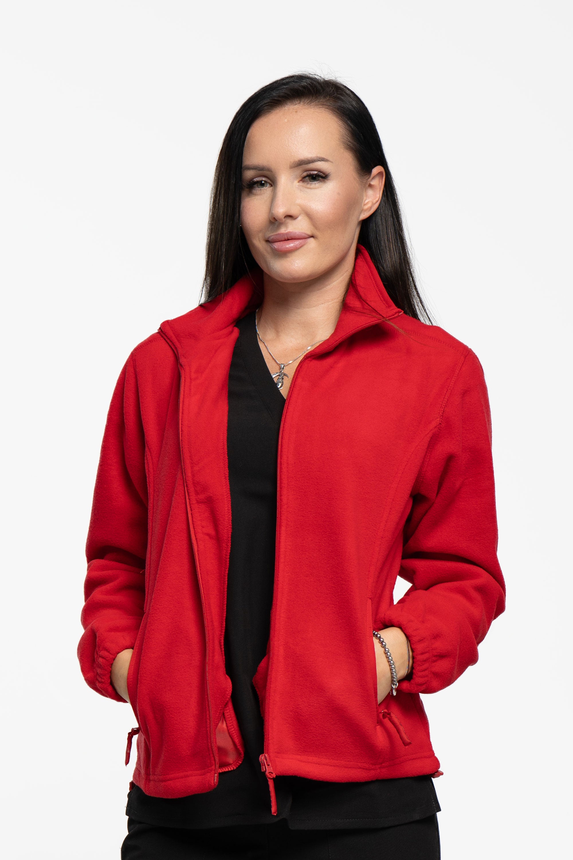 Polarowa bluza medyczna damska - kolor czerwony