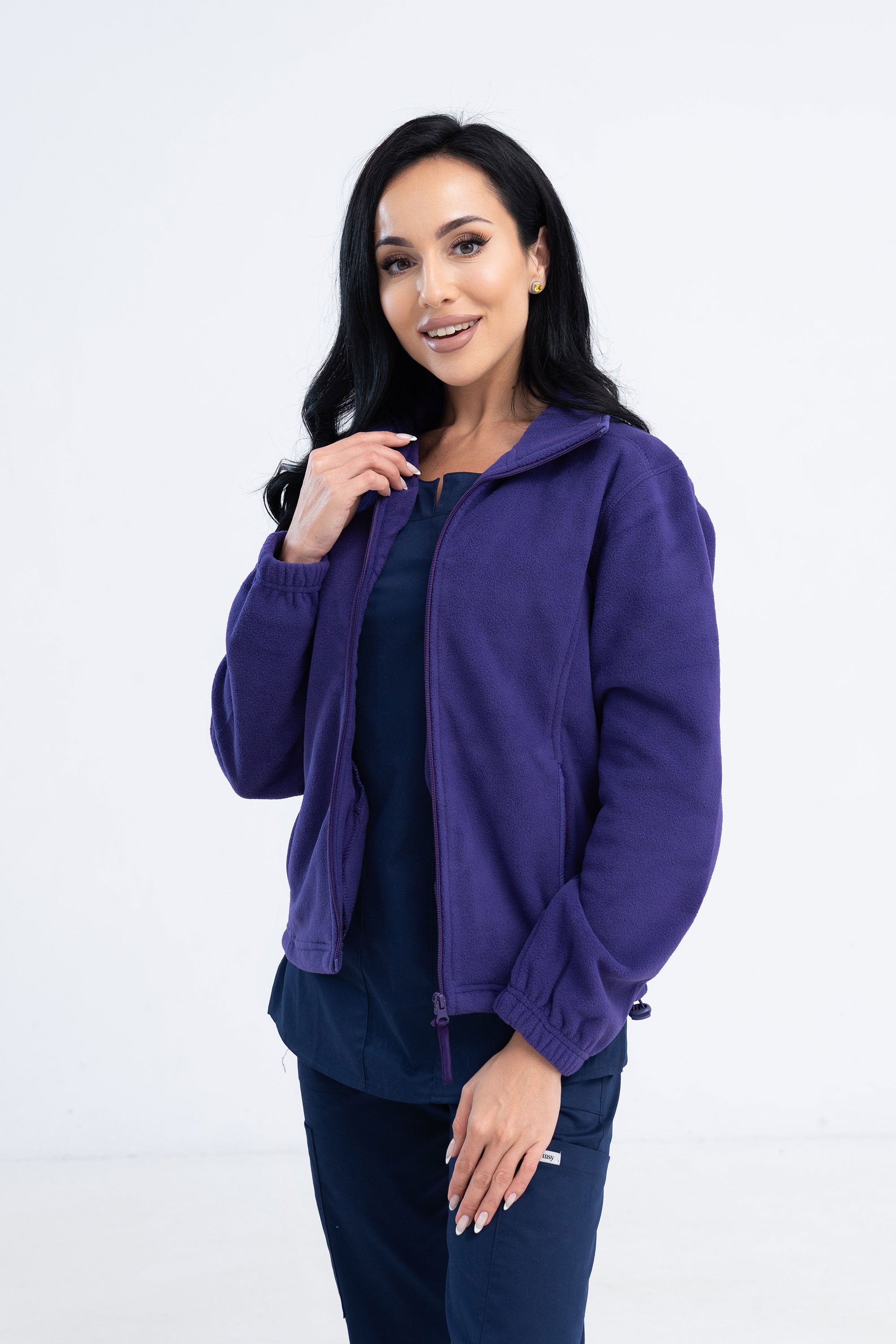 Polarowa bluza medyczna damska - kolor fioletowy