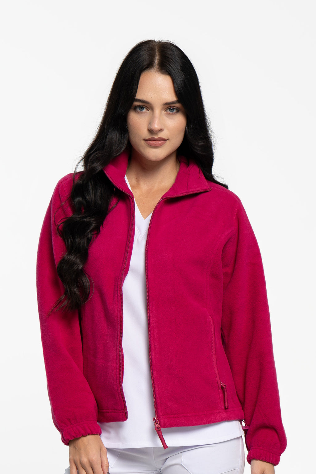 Polarowa bluza medyczna damska - kolor malinowy
