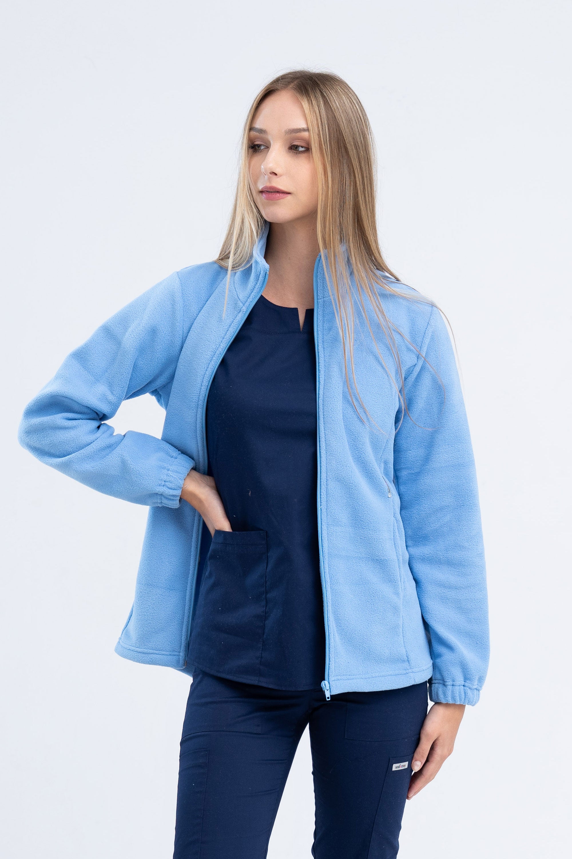 Polarowa bluza medyczna damska Adela - kolor niebieski