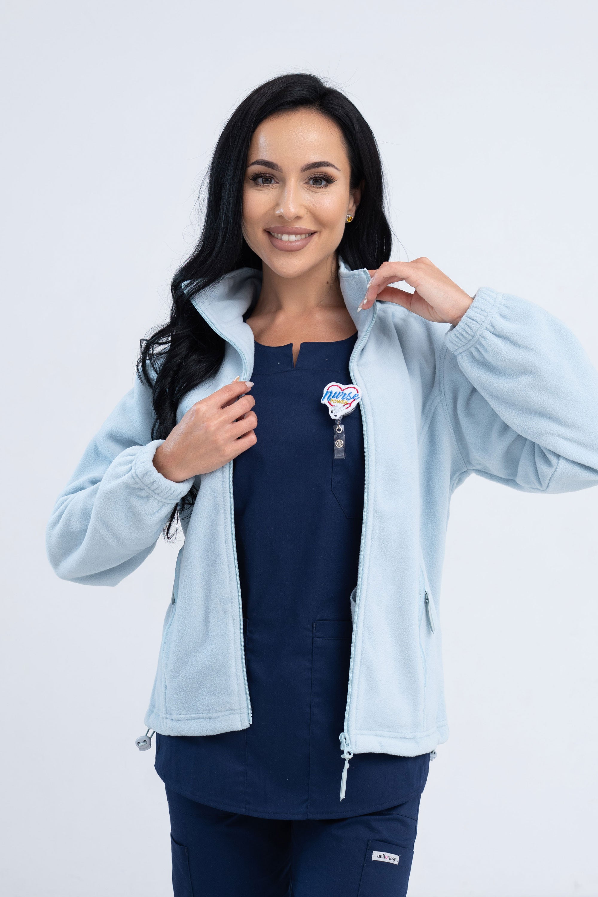 Polarowa bluza medyczna damska - kolor niebieski