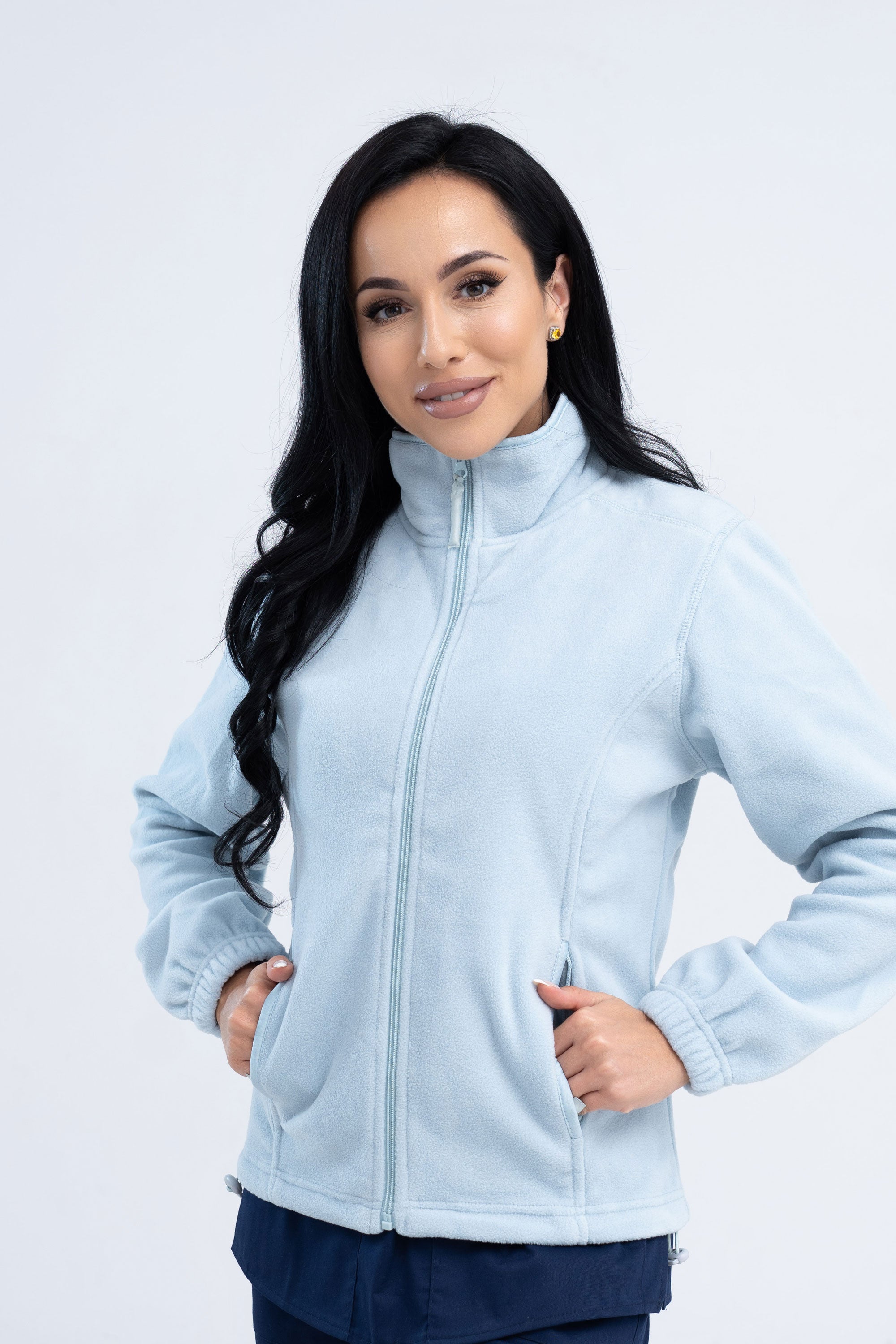 Polarowa bluza medyczna damska - kolor niebieski