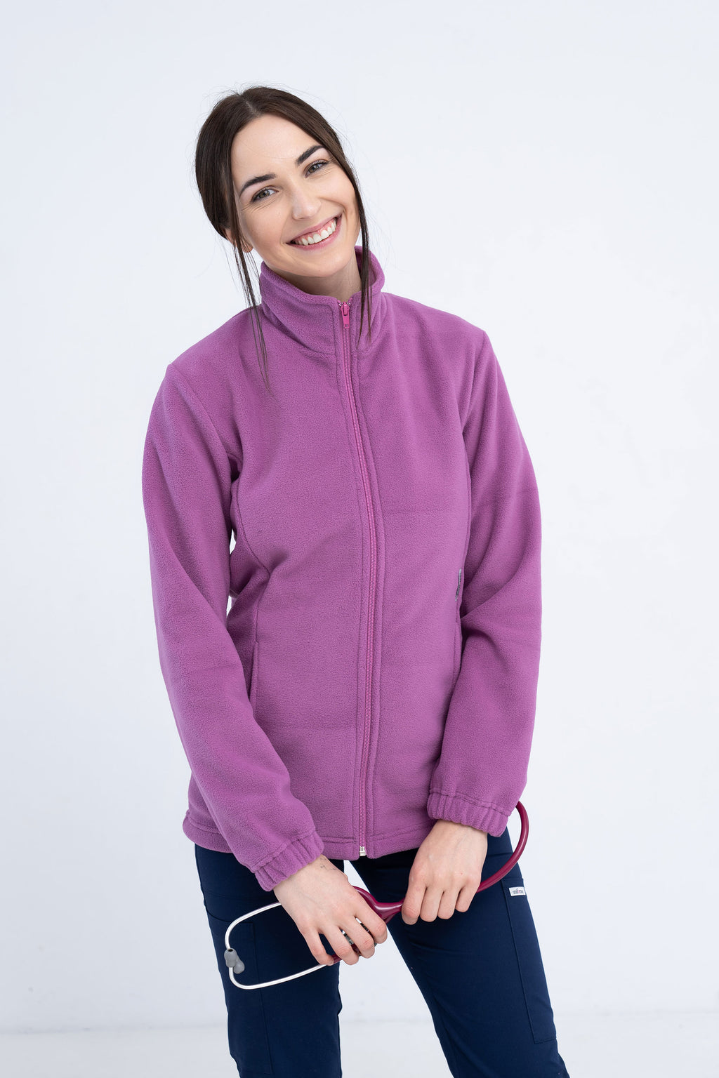Polarowa bluza medyczna damska Adela - kolor różowy