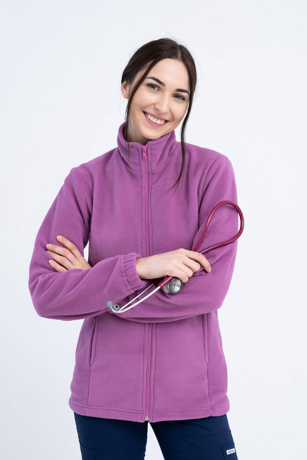 Polarowa bluza medyczna damska Adela - kolor różowy