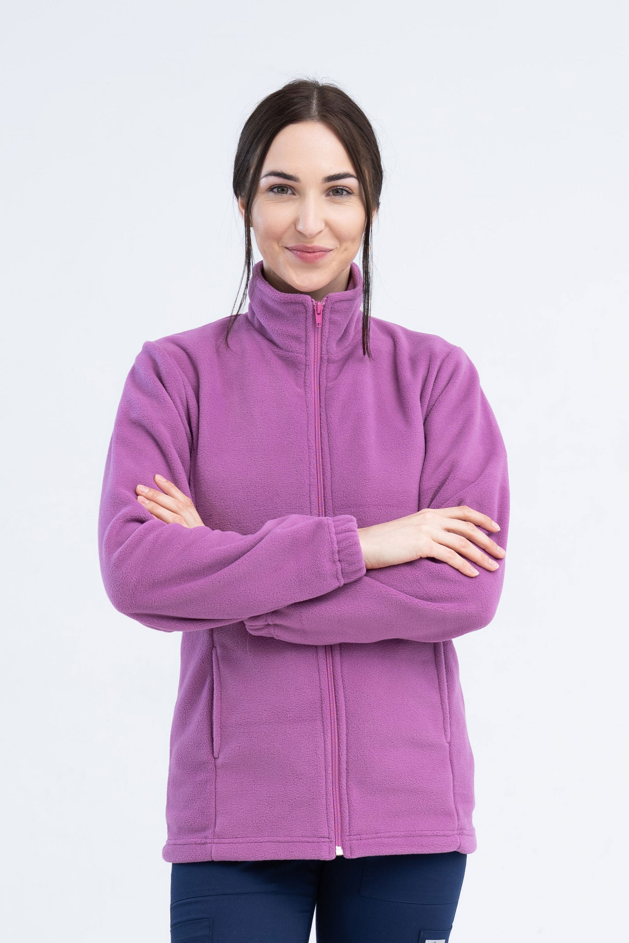 Polarowa bluza medyczna damska Adela - kolor różowy