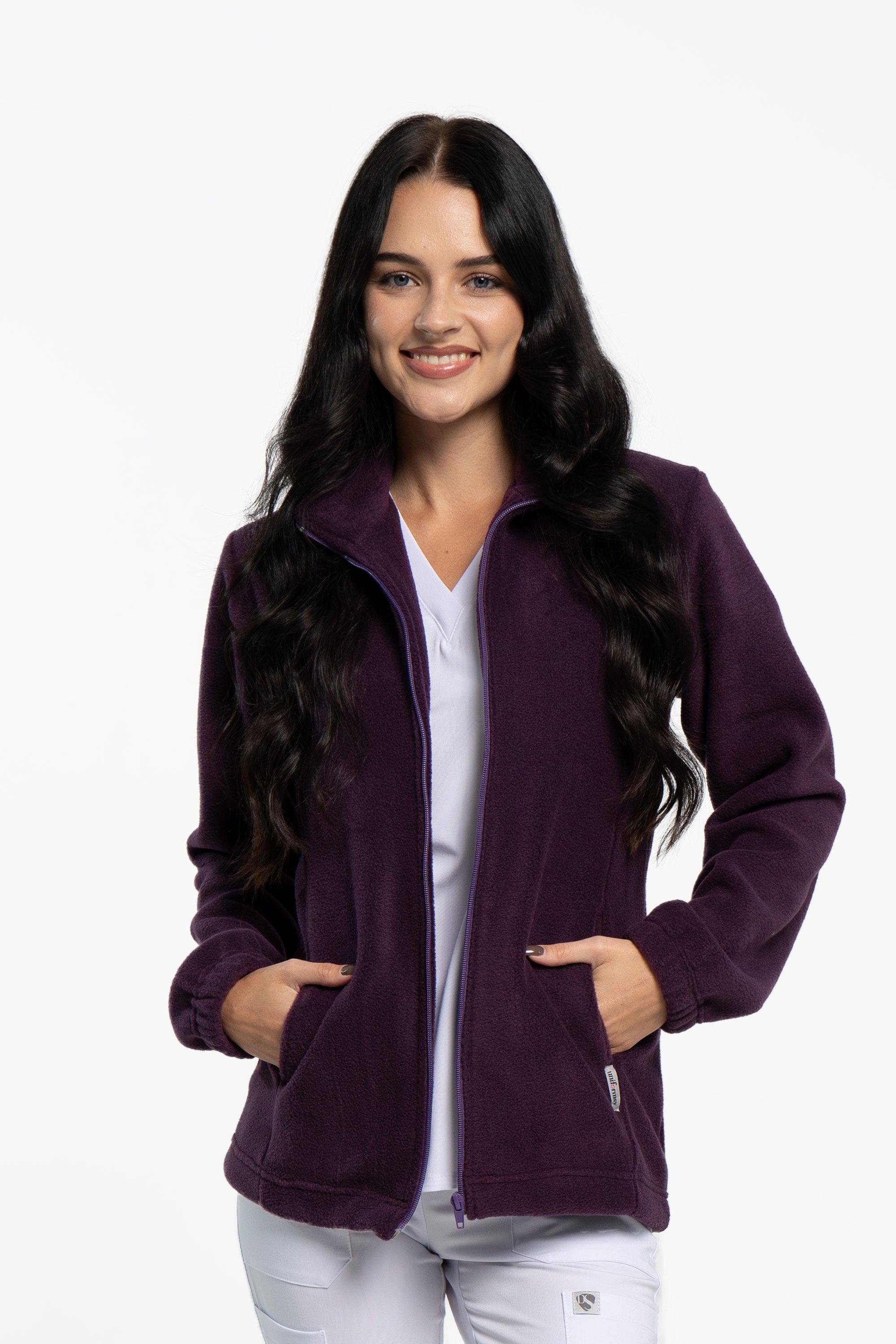 Polarowa bluza medyczna damska Adela - kolor śliwkowy