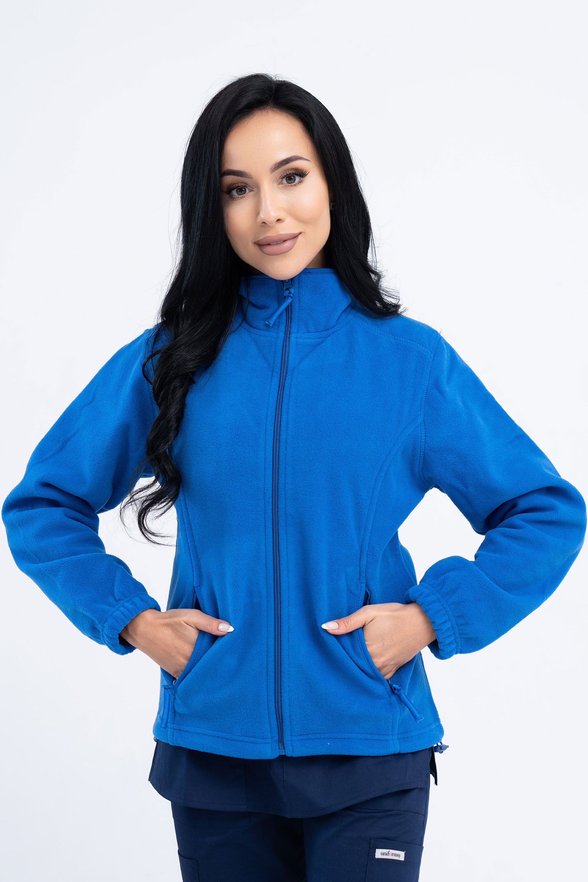 Polarowa bluza medyczna damska - kolor szafirowy