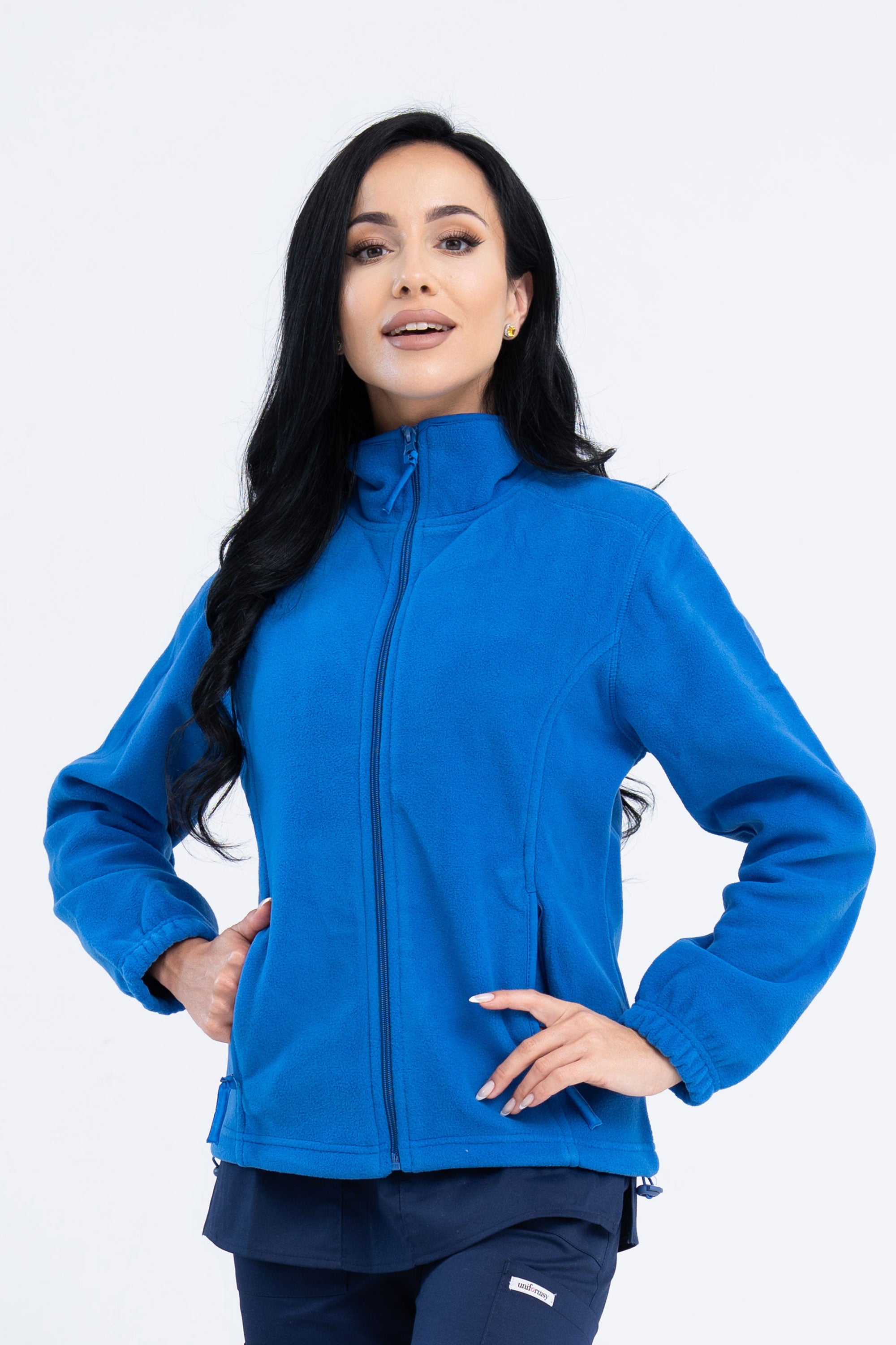 Polarowa bluza medyczna damska - kolor szafirowy