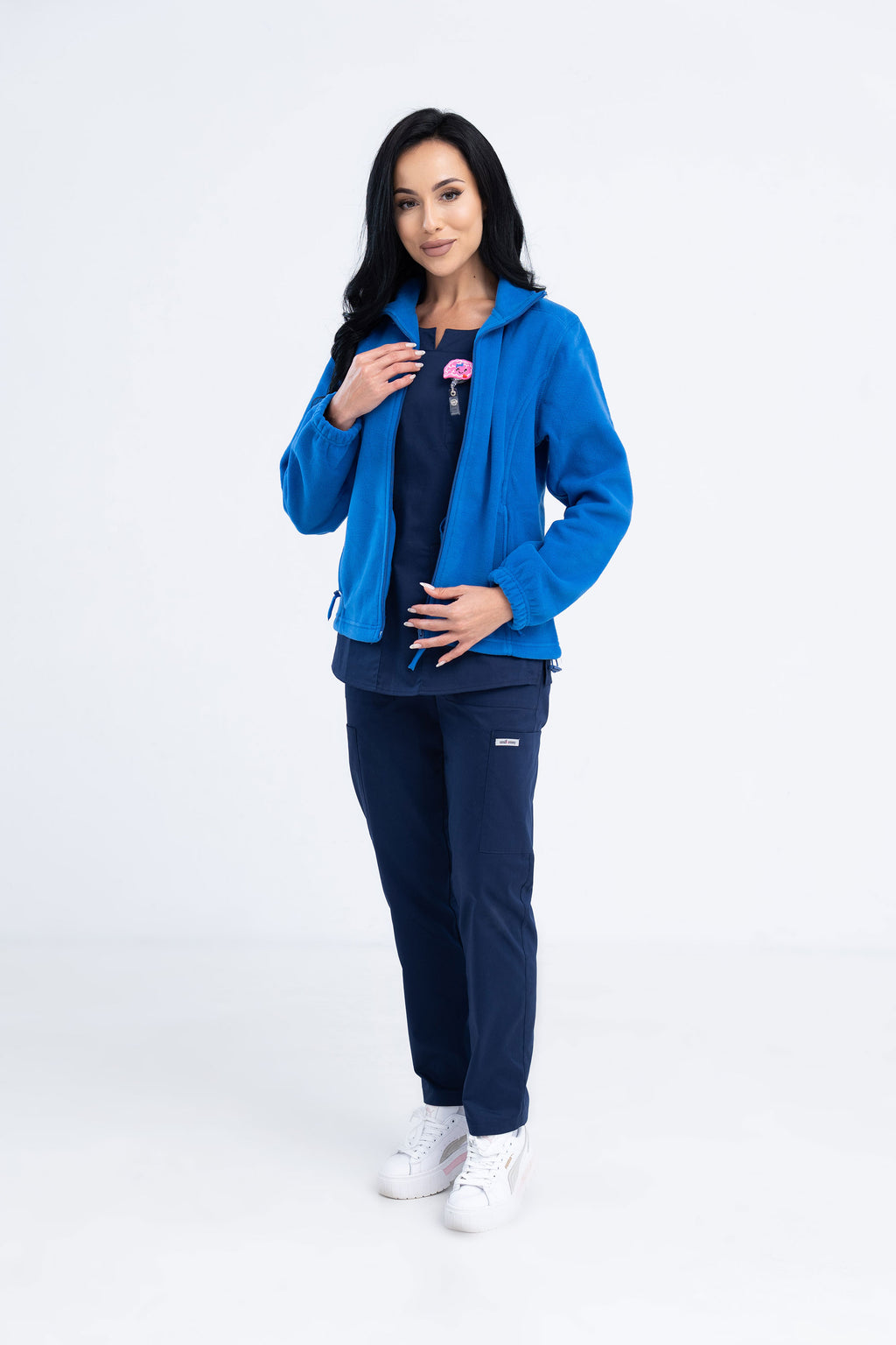 Polarowa bluza medyczna damska - kolor szafirowy