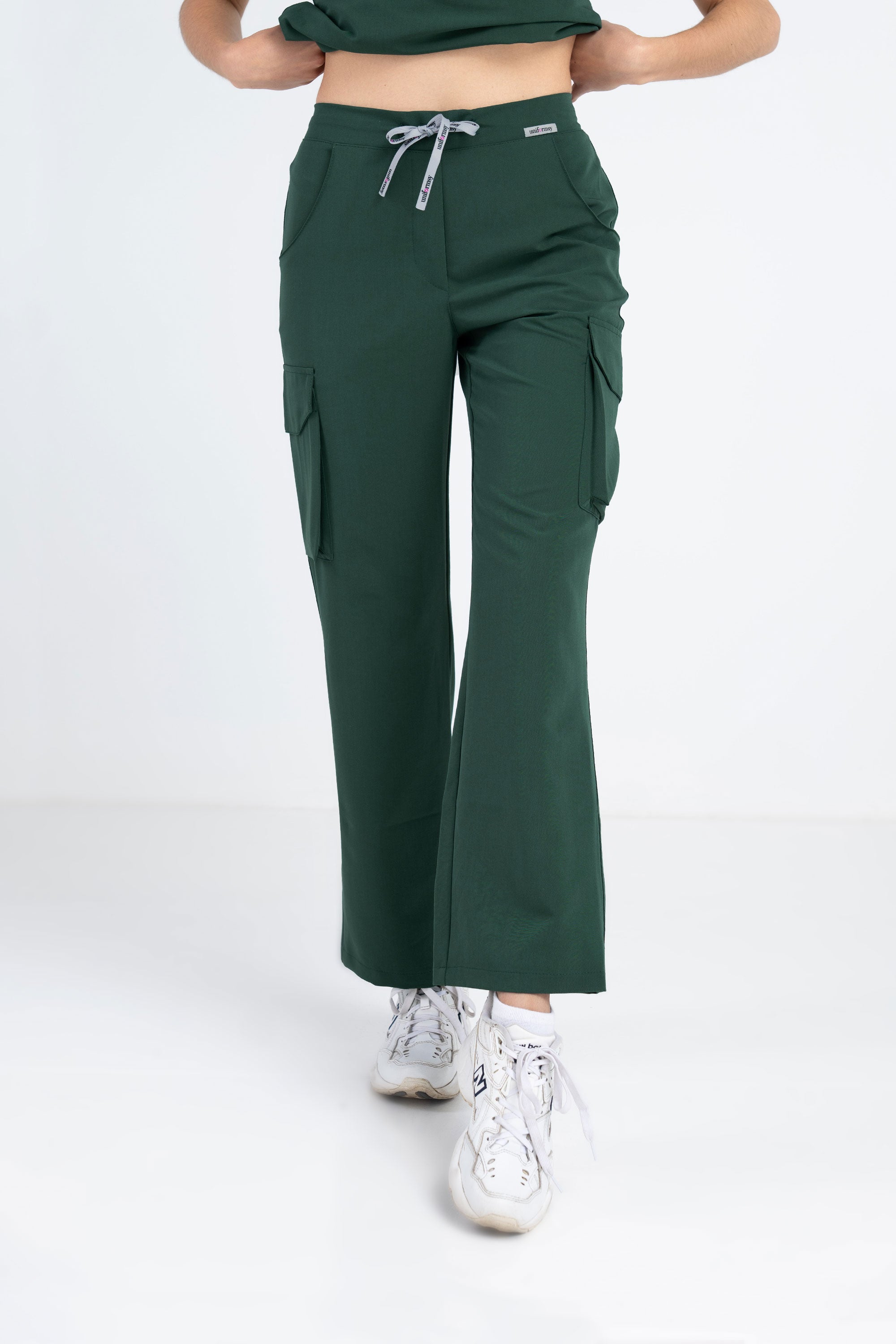 Medyczne spodnie damskie bojówki - kolor dark green